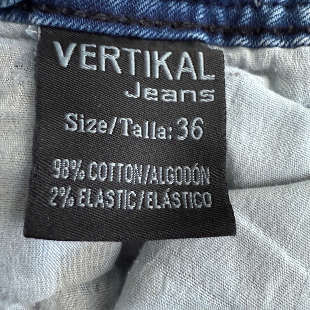 Vertikal Jeans Mens Size 36x 13 Blue Acid Wash Denim Straight Leg Shorts - Picture 5 of 7